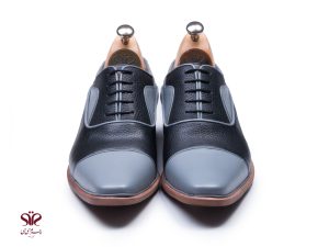 کفش چرم مردانه مدل اسپانیایی سرمه ای طوسی 3