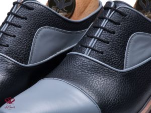کفش چرم مردانه مدل اسپانیایی سرمه ای طوسی 5