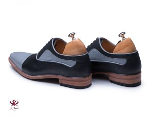 کفش چرم مردانه مدل اسپانیایی سرمه ای طوسی 6