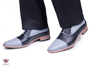 کفش چرم مردانه مدل اسپانیایی سرمه ای طوسی 8