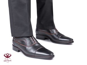 کفش چرم مردانه مدل اسپانیایی مشکی بنددار