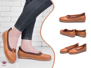 کفش زنانه کالج مدل چشمه رنگ عسلی