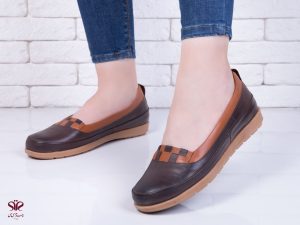 کفش کالج زنانه مدل چشمه رنگ قهوه ای