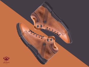 نیم بوت مردانه چرم مدل پالوان رنگ عسلی 1