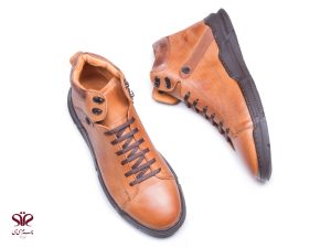 نیم بوت مردانه چرم مدل پالوان رنگ عسلی 7