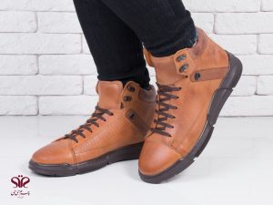 نیم بوت مردانه چرم مدل پالوان رنگ عسلی 8