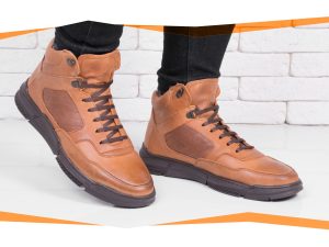 نیم بوت چرم مردانه مدل آرتور رنگ عسلی