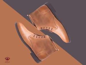 نیم بوت چرم مردانه مدل ارنست عسلی