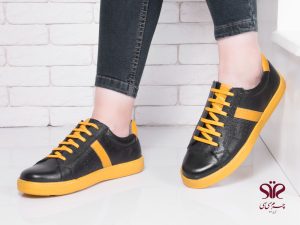 کفش اسپرت زنانه مدل جیانا رنگ زرد و مشکی 1