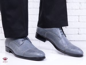 کفش چرم مردانه رنگ طوسی مدل آتا 2