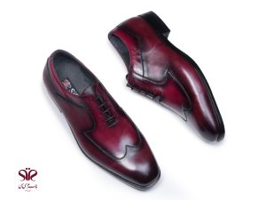 کفش مردانه مجلسی مدل دامون رنگ زرشکی 7