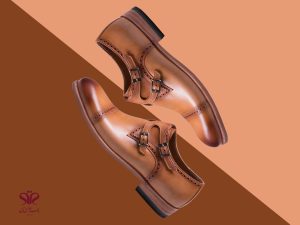 کفش چرم دستدوز مردانه مدل دانیال رنگ عسلی 1