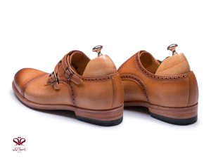 کفش چرم دستدوز مردانه مدل دانیال رنگ عسلی 5