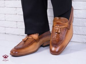 کفش چرم مردانه مدل هیرو پلاس رنگ عسلی