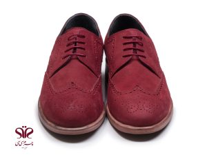 کفش چرم دست دوز نابوک زرشکی مردانه مدل ماهورا 2