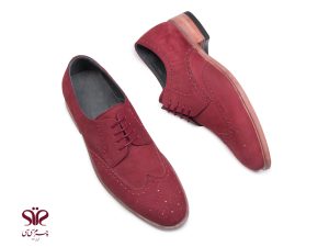 کفش چرم دست دوز نابوک زرشکی مردانه مدل ماهورا 4