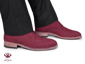 کفش چرم دست دوز نابوک زرشکی مردانه مدل ماهورا 5