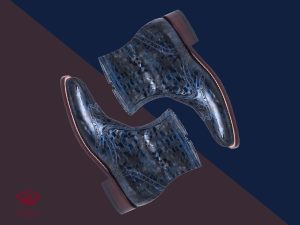 نیم بوت چرم مجلسی مردانه مدل گلکسی آبی 1