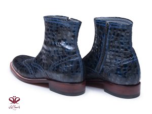 نیم بوت چرم مجلسی مردانه مدل گلکسی آبی 5