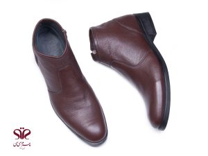 نیم بوت چرم مردانه مدل فوسکو ساده رنگ قهوه ای 4