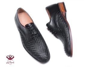 کفش مجلسی چرم مردانه تمام دستدوز مدل بافتی 4