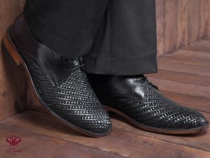 کفش مجلسی چرم مردانه تمام دستدوز مدل بافتی 5