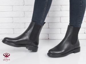 نیم بوت زنانه چرم مدل ستاره مشکی 7
