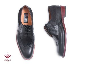 کفش چرم مردانه دستدوز تبریز مدل توماس مشکی 2
