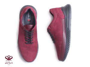 کفش اسپرت مردانه مدل اسنو زرشکی چرم جیر 3