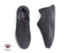 کفش اسپرت مردانه مدل اسنو چرم جیر مشکی 3