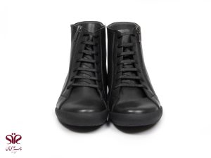 نیم بوت دخترانه چرمی همراه با ساق کوتاه مدل لوسیا مشکی