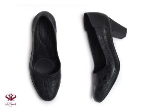 کفش زنانه پاشنه کوتاه با رویه طرحدار مدل آیلا مشکی