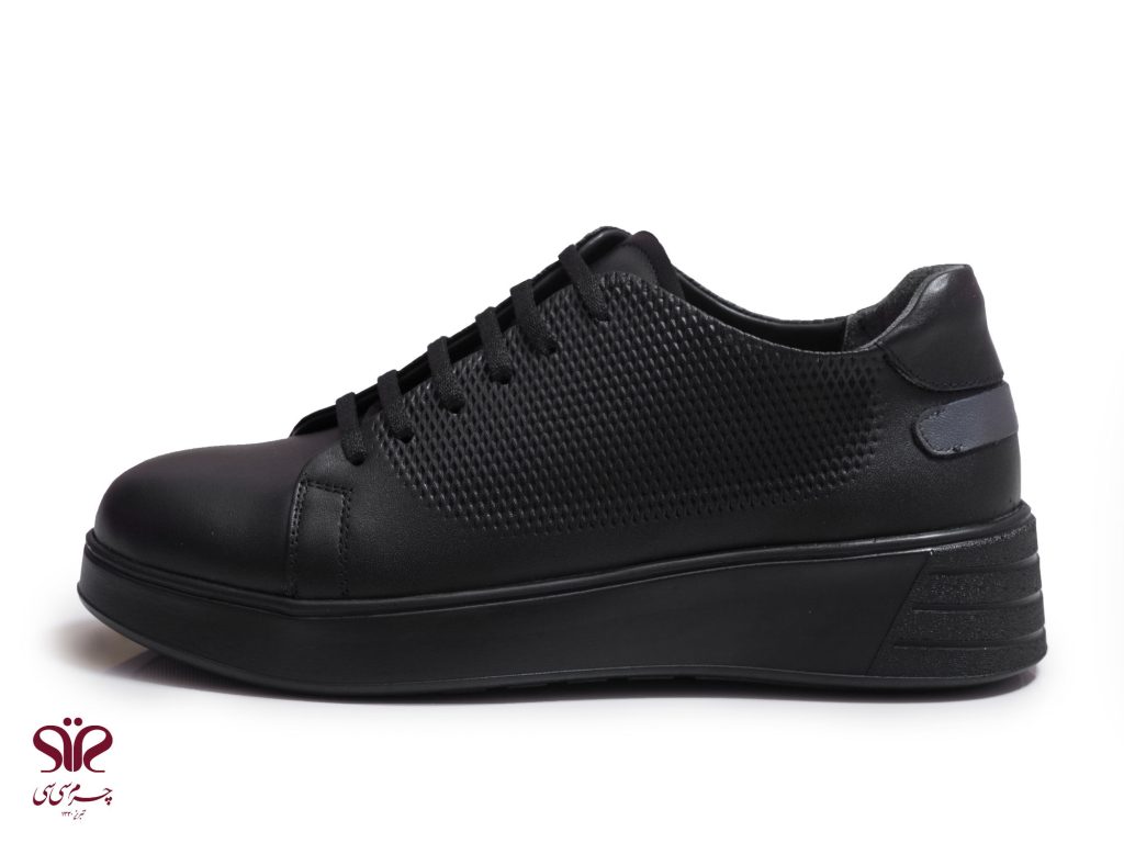 کفش زنانه افزایش قد چرمی مدل پانته مشکی
