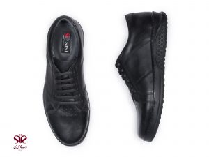 کفش مردانه چرمی همراه با کفی طبی مناسب برای استفاده روزمره مدل کوانتوم مشکی