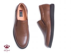 کفش مردانه با رویه و آستر چرم طبیعی و کفی طبی مدل اوپال عسلی