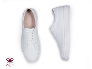 کفش مردانه بنددار چرمی مدل وایتر تمام سفید