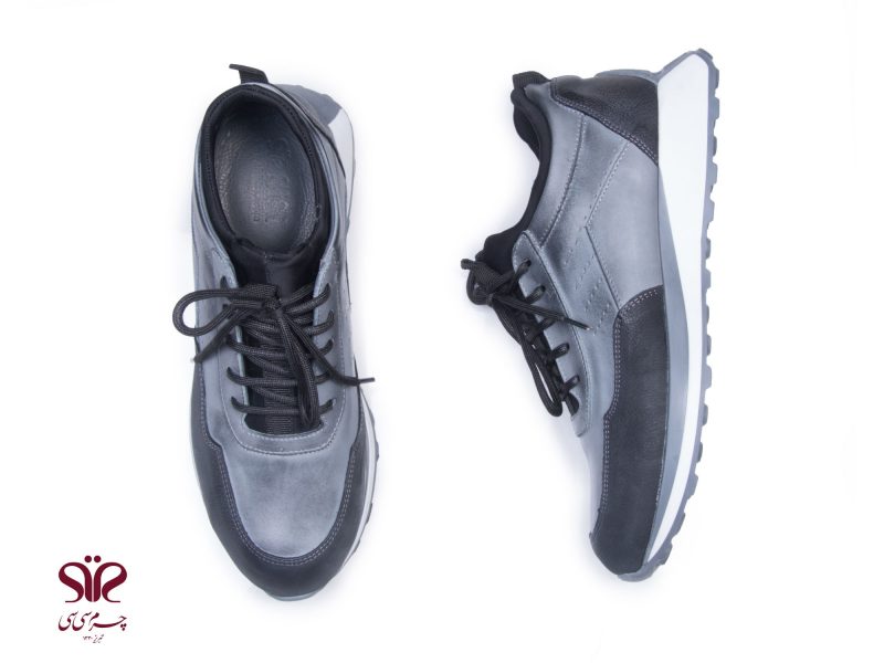 کفش مردانه با رویه و آستر چرم طبیعی مدل اوکتای پلاس طوسی