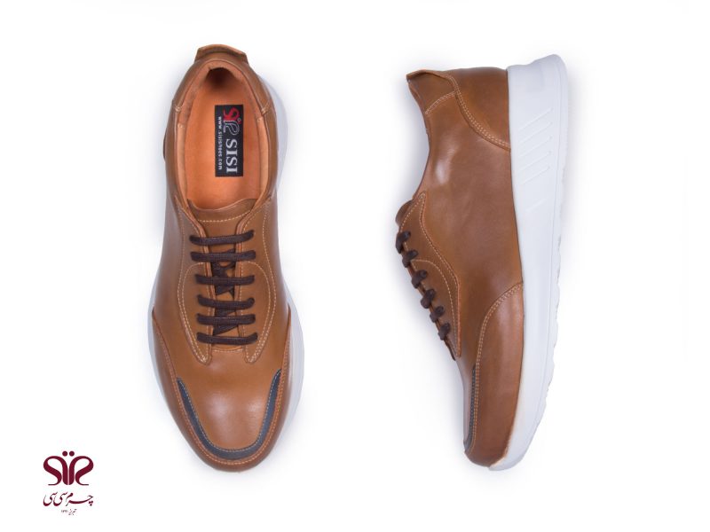 کفش مردانه با رویه و آستر چرم طبیعی مدل آوید عسلی