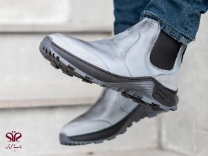 پوتین چرم مردانه مدل آلپامن رنگ طوسی