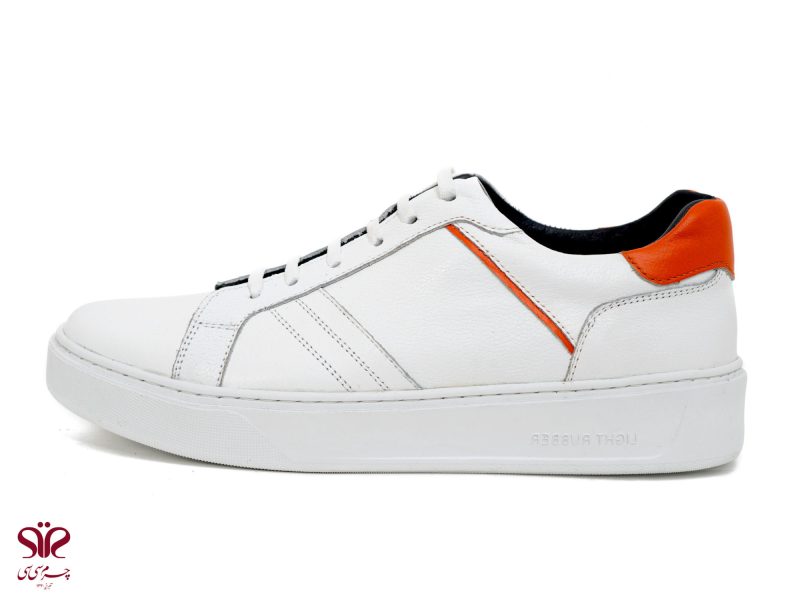 کفش اسپرت مردانه سفید و نارنجی مدل گوگو