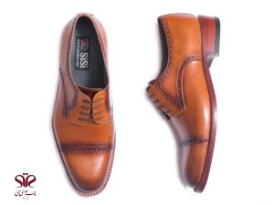 کفش چرم تبریز مدل دستدوز ایمار رنگ عسلی
