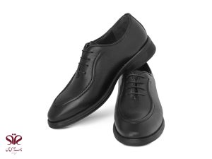 کفش مردانه چرم تبریز مدل زیگزالی بنددار مشکی