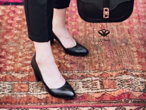 کفش پاشنه دار زنانه مشکی سی سی مدل آترا - کفش چرم تبریز